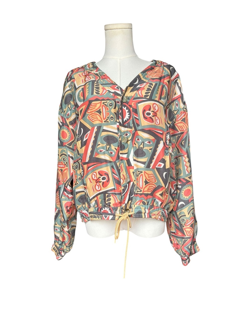 Vintage Kriss Kross 80s-90s, 100% Silk Bomber Jacket Tiki Style Festival Medium